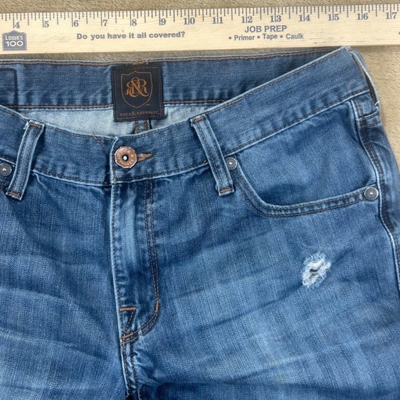 Rock & Republic Mens Relaxed Straight Distressed Blue Jeans 34x30 Medium Wash - Picture 5 of 10